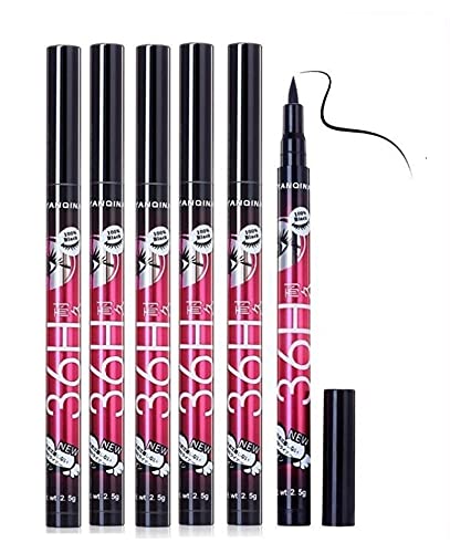 Glavon Long-Lasting Sketch Liquid Smudgproof Black 36 Hrs Eyeliner in Combo with Me Now Eye Intense Kajal Pencil (Brown) [ Super Pack of 7 Items ]