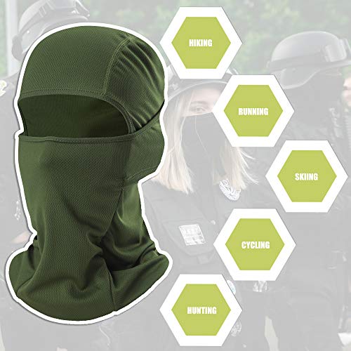 Hikevalley Balaclava Face Mask Adjustable Windproof Uv Protection Hood (Army Green) #TOP1