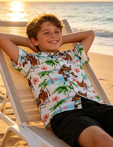 Image of Boys Hawaiian Shirt Kids Button Down Aloha Beach Hawaii Tops 5-14Y