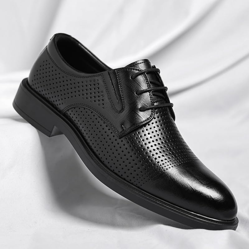 Men's Casual Oxford Shoes Vegan Leather Lace Up Breathable Rubber Sole Slip Resistant Business Office Party Wedding Shoes2