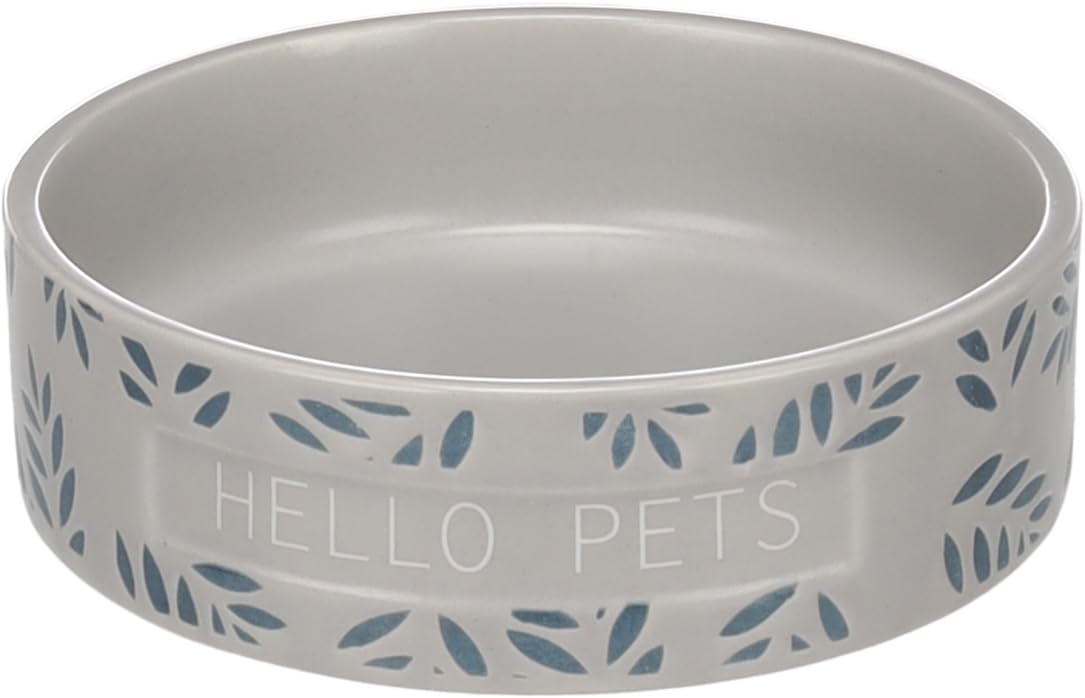 Flamingo FEEDING AND DRINKING BOWL GUINEA PIG LEAFS ROUND GREY 12x3,5CM 200ML