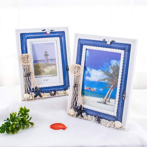 Vosarea Desk Decor Nautical Photo Frame Beach Coastal Wooden Picture Holder With Ocean Ornaments Vintage Sculptural Photo Holder Art Tabletop Decorations Home Nautical Gifts Kids Bookshelf #TOP1