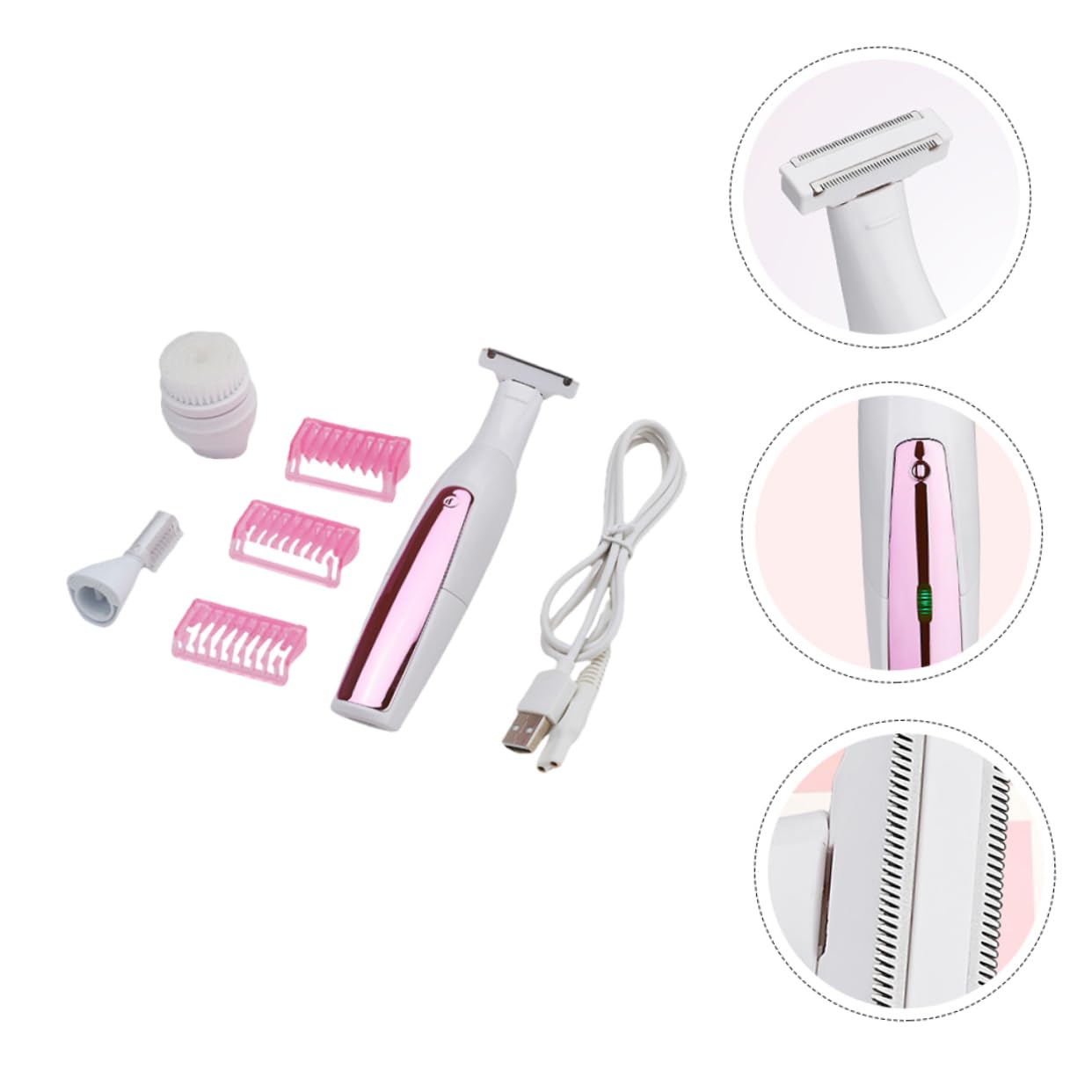 Rasoio Elettrico Donna Viso Depilatore Chioma 3 in 1 Abs | Ipx6 Waterproof, Pulizia Semplice e Funzionamento Silenzioso, per Ascelle e Gambe