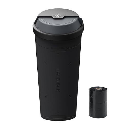 HALO BLK Cubo de basura Space Exploration Edition con tapa giratoria de 180 para Tesla Model 3YS, viene con 15 bolsas de basura biodegradables,