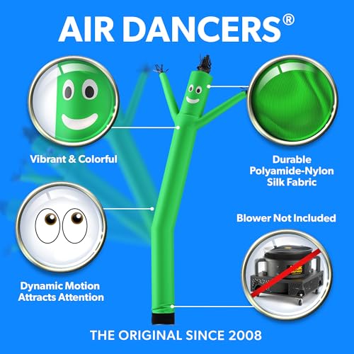 LookOurWay Air Dancers Inflatable Tube Man Attachment - 20 Feet Tall Wacky Waving Inflatable Dancing Tube Guy for Business Promotion - Blower Not Included - Green - Thumbnail 2