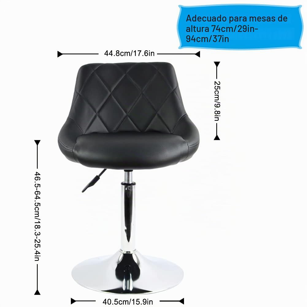 FURWOO Taburete de Bar de Cuero PU Taburete Alto Silla de peluquería Rotación Ajustable y elevación Adecuado para peluquería Recepción Salón de Belleza Taburete de Bar (Negro)
