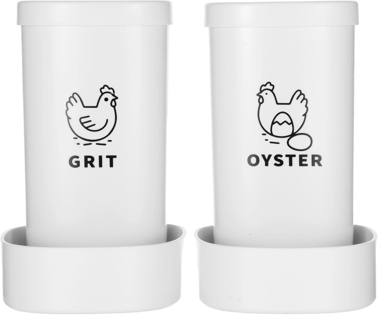 Chicken Grit and Oyster Shell Feeder Set, 2 Pcs, 7.68 in High Capacity, Automatic Hanging Feeder with Wide Trough, Long-Lasting Poultry Feeding Trough for Chicken Pen