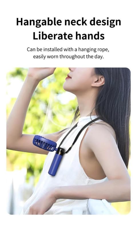 SYSVENT The Future Portable Handheld Fans – Foldable Personal Hand Fan for Women, Design, 4 Adjustable Speeds (Dark Blue) 2