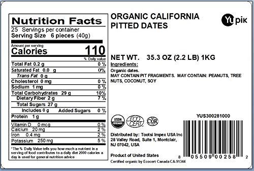 Yupik Organic Pitted Dates, 2.2 Lb #TOP1