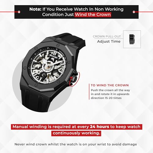 Image of SKMEI Automatic Skeleton Watch, Mechanical Dial, 30M Waterproof, Stainless Steel Band Fashion Gift Watch for Him - M036