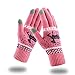 Guantes de punto de invierno con diseño de ciervo para pantalla táctil de peluche, cálidos, sencillos y elegantes. rojo M