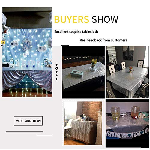 Lqiao 120X200Cm Silver-Sequins Table Cloth, Luxurious Rectangle Sequin Tablecloth, Sparkly Wedding/Christmas Decoration, Silver #TOP4