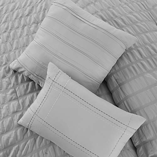 Modern Threads Kallan 5-Piece Seersucker Comforter Set Grey King #TOP6