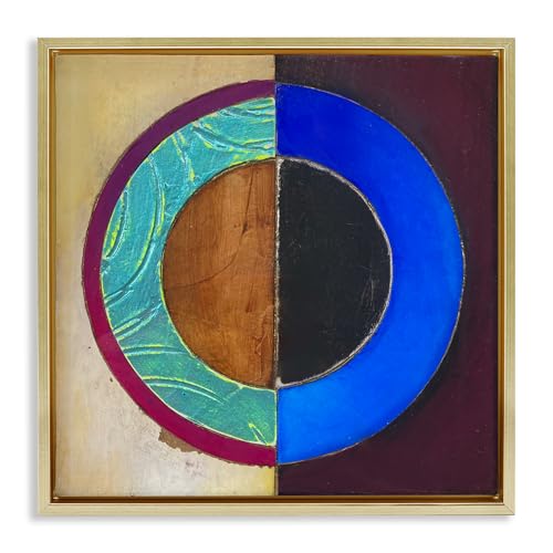 Nautical Split Circle Abstract, 17 x 17 Inch Canvas in Floater Frame