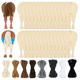 PH PandaHall 30 Stück Unfertige Holzpferde Mini Holzpferd Schnittstücke 10x5cm Western Hängende Pferde Ornamente mit 32m Milch Baumwolle Garn zum Malen Weihnachtsdekoration