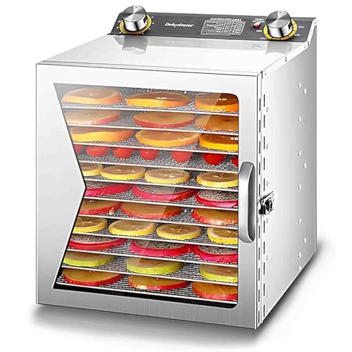 RIQHTIK Deshidratador de Alimentos, liofilizador Comercial, Temporizador y Control de Temperatura Ajustables, secador de Frutas de Acero Inoxidable para Frutas,12 Layer