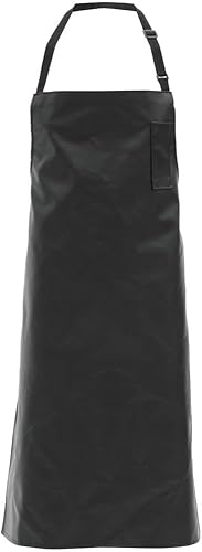 Miniatura 2 de Locknane - Delantal con peto de piel sintética, color negro, 37 pulgadas de largo x 26 pulgadas de ancho, Negro -