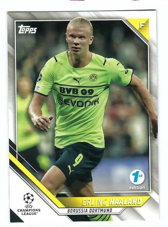 ERLING HAALAND 2021-22 Topps UEFA Champions League Soccer 1st Edition Card #1 Norway Manchester City Borussia Dortmund