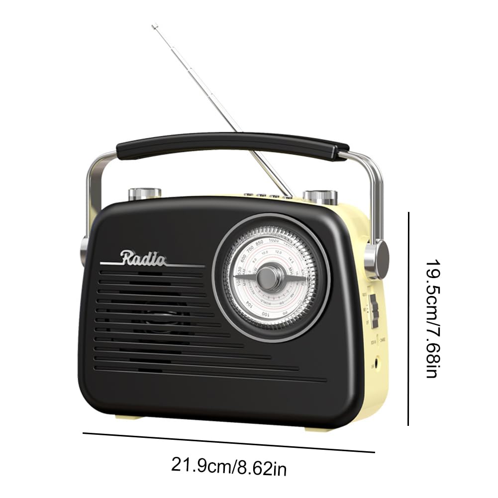 Przenośne radio FM AM SW z głośnikiem BT - radio retro do domu, sypialni, salonu, kuchni