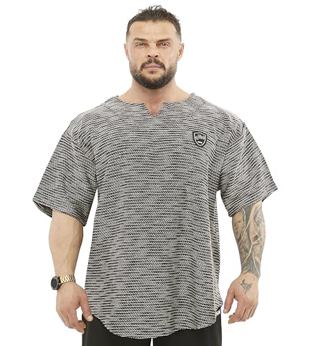 Men's Oversize T-Shirt, Bodybuilding, Lifting Cardio Rag Top Thick Fabric Textured Active T-Shirt