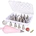 ForPeak Cake Decorating Tips Set for Icing Piping Bags Reusable Coupler Flower Nail Storage Case,26 Piece Stainless Steel Piping Dispenser Nozzle Kit