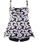ALLEZ Plus Size Tankini Swimsuits for Women Tank Tops with Boyshorts Tummy Control Two Piece Bath...