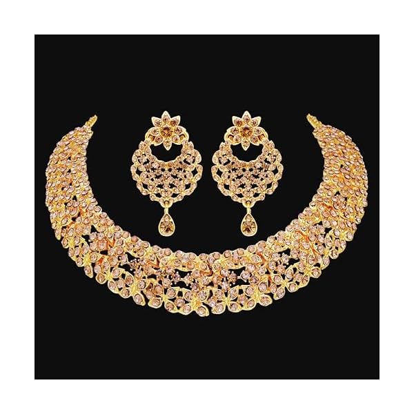 NATTY Gold Finish Feshion Necklace with Earrings for Women - Jewellery Set for Party, Wedding, Engagement - Image 5