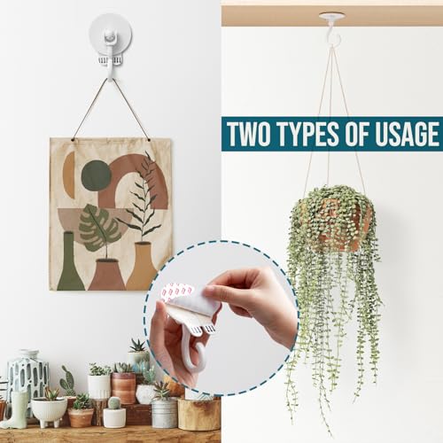 Image of TAILI Adhesive Ceiling Hooks for Hanging Plants, No-Drill 6 Pack White | Heavy Duty Removable Sticky Wall Hooks Hanging Christmas Lights Garland Coat for Door Kitchen, Renter Friendly