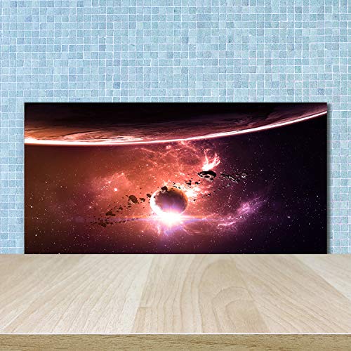 Crédence en verre de sécurité trempé Tulup splashback haut de gamme galaxie orange