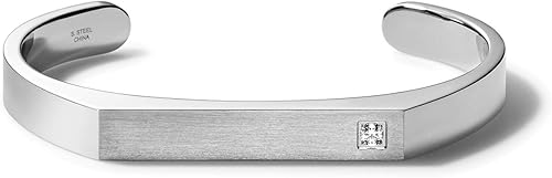 Bulova Pulsera de puño clásica de acero inoxidable con diamantes para hombre