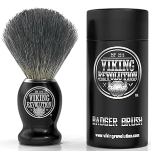 Viking Revolution Badger Hair Shaving Brush- Shave Brush for Wet Shave Using Shaving Cream & Soap- Best Shave of Your Life for Safety Razor, Double Edge Razor, Straight Razor or Shaving Razor
