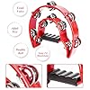 Red Tambourine Double Row Metal Jingles Half Moon Musical Instruments Tamborines for Adults Hand Held Percussion for Party, Church (Red) #3