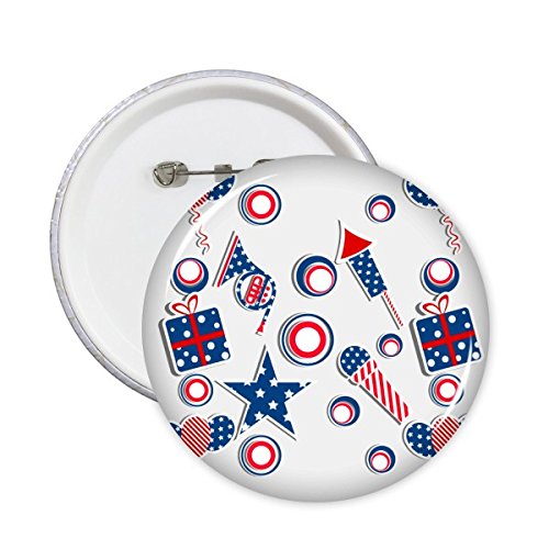 Badge à épingle USA pour festival et feu d'artifice avec motif étoiles rétro - Lot de 5 L
