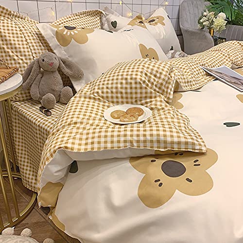 Housse de couette fleur set de literie esthétique lit 2m - 6