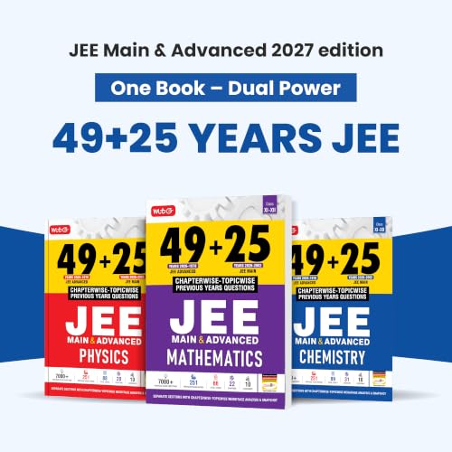 Image of MTG 49 + 25 Years (2026-2002) JEE Main and Advanced (2026-1978) PYQ Book Mathematics | Chapter-wise Topic-wise Solved Papers with Free Smart Book For 2027 Exam