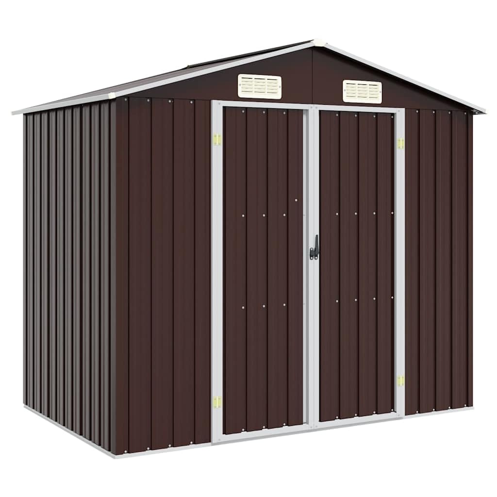 Abri de jardin en métal marron pour ranger vos vélos de toute la famille au sec