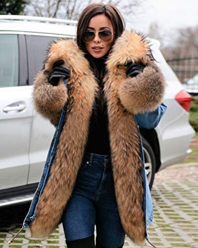 image for Aofur Plus Size Women's Long Hooded Parka Coat Warm Winter Overcoat Fa