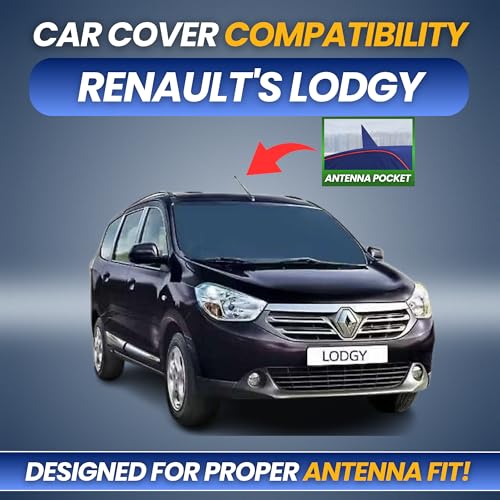 Image of Premium 100% Waterproof Car Cover for Renault's Lodgy | All-Weather, UV & Dust Protection | Heavy-Duty 3-Layer Fabric | Custom Fit with Mirror & Antenna Pockets | Navy Blue