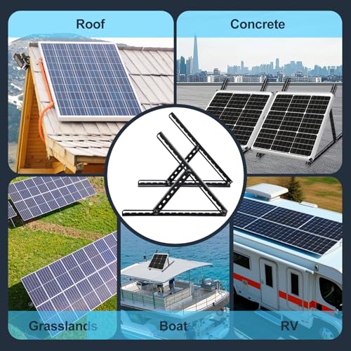 16" Solar Panel Tilt Mount Brackets, 2400Pa Windproof Solar Panel Stand with Foldable Tilt Legs, 0-90° Adjustable Mount for RV Roof Ground Boat Off-Grid, Supports Single Side <16“ Panels by EUIJOIP - Image 6