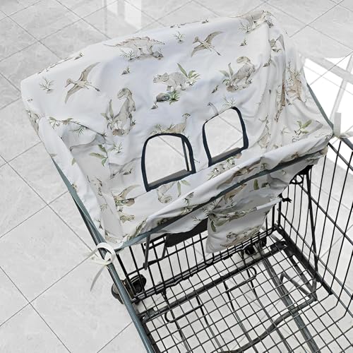 2 en 1 Protector para carrito de la compra y trona, funda universal para asiento de bebé, con bonito patrón y bolsa de almacenamiento para la mayoría de carritos de compras y sillas altas de