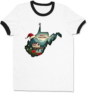 Christmas in West Virginia Ringer Tee Shirt Unisex