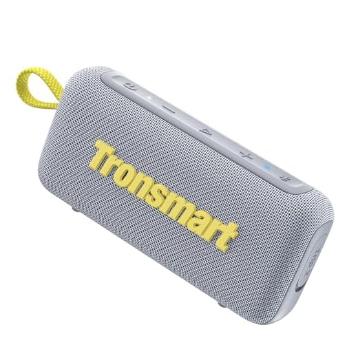 Tronsmart Trip 2 Tragbarer Bluetooth Lautsprecher 5.3 Wasserdicht IPX7 Eingebautes Mikrofon Stereo-Sound und Sprachassistent 20 Stunden Spielzeit TF-Kartenslot für Reisen Picknick-grau