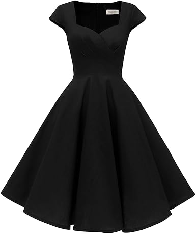 Hanpceirs Women's Cap Sleeve 1950s Retro Vintage Cocktail Swing Dresses with Pocket