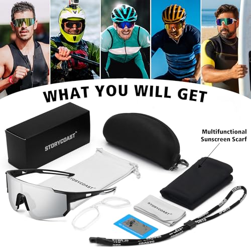 image for STORYCOAST Polarized Sports Sunglasses for Men Women,Bike Glasses Cycl