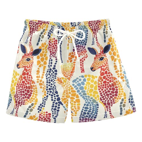 Boys Quick Dry Swim Trunks with Pockets Colorful Silhouette Polka Dot Kangaroo Beach Shorts for Kids Swimsuit - Main Image