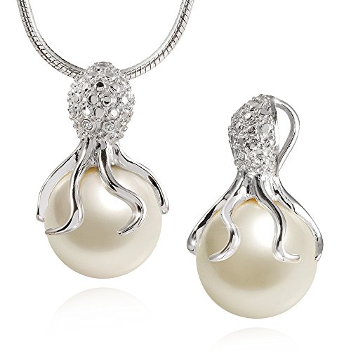 Materia KA-191_K22-45 cm Pendentif en argent 925 avec chaîne en forme de pieuvre et zircone Cover