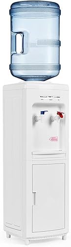 ARLIME Dispensador de agua de carga superior, enfriador de agua fría y caliente para botellas de 3 a 5 galones, bloqueo de seguridad para niños,