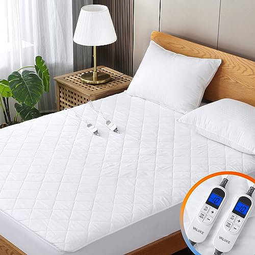 Heated Mattress Pad Queen Size Quilted Zone Heating Electric Bed Warmer Luxury Comfort Heat