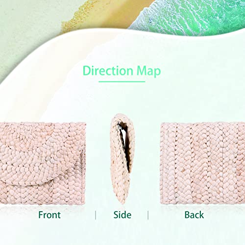 Image of Fecialy Straw Clutch Purses Straw Purses for Women Envelope Woven Clutch Handbags Summer Beach Bags