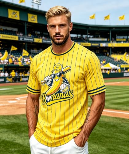 Camiseta de béisbol para hombre con diseño divertido de banana, camiseta fan para día de juego miniatura 7